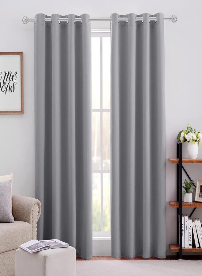 HOMEIDEAS Blackout Curtains for Bedroom 52 X 96 Inch Long 2 Panels Set Light Grey/Gray Room Darkening Curtains/Drapes, Soundproof Thermal Grommet Window Curtains for Living Room - Image 1